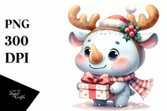 a Cute Watercolor Rhino PNG Product Image 1
