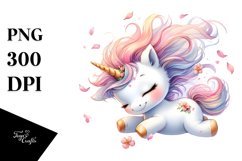 Tumbling Baby Unicorn With Petals | Sublimation Clipart Product Image 1
