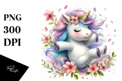 Tumbling Baby Unicorn With Petals | Sublimation Clipart Product Image 3
