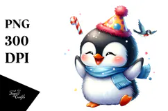 Cute Baby Penguin with Party Hat, PNG Product Image 1