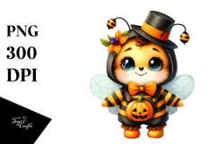 Cute Energetic Baby Bee, PNG Product Image 1