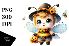 Cute Baby Bee Halloween PNG Product Image 1