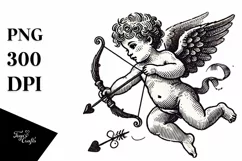 Hand Drawn Vintage Cupid PNG Product Image 1