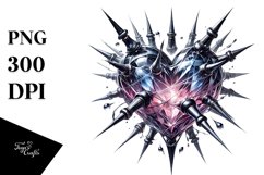 Tattoo Style Heart with Spikes PNG Product Image 1