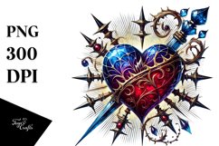 Tattoo Style Heart with Spikes PNG Product Image 1