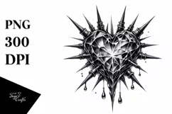 Tattoo Style Heart with Spikes PNG Product Image 1
