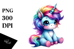 Vibrant Baby Unicorn Sitting, Cute PNG Product Image 1