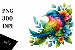 Vibrant Watercolor Bird PNG Product Image 1