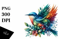 Vibrant Watercolor Bird PNG Product Image 1