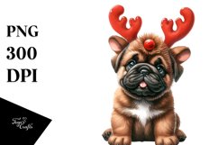 Enthusiastic Bullmastiff in Christmas Theme PNG Product Image 1