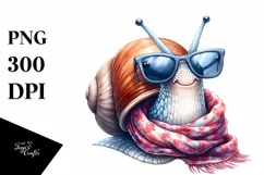 Funny Snail with Silk Scarf Watercolor Clipart Product Image 1