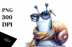 Funny Snail with Silk Scarf Watercolor Clipart Product Image 1
