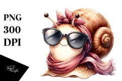 Funny Snail with Silk Scarf Watercolor Clipart Product Image 1