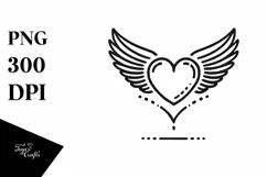 Lineart Wings Heart PNG Product Image 1