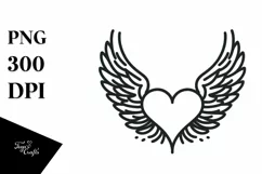 Lineart Wings Heart PNG Product Image 1