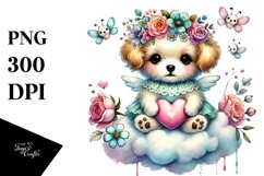 Colorful Boho Puppy Heart PNG Product Image 1