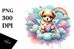 Colorful Boho Puppy Heart PNG Product Image 1