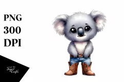 Expressive Koala Cowboy Watercolor Clipart Product Image 3