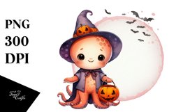 Cute Retro Octopus Halloween PNG Product Image 3