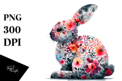 Watercolor Bunny Silhouette PNG Product Image 1