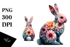 Bunny Silhouette Made of Flowers, Sublimation PNG Product Image 1