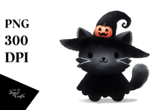 Simple Funny Cat Halloween Clipart Product Image 1