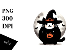 Spooky Halloween Black Cat Clipart, White Background Product Image 1