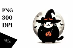 Spooky Halloween Black Cat Clipart, White Background Product Image 1