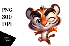 Cute Tiger with Flower Crown, Transparent PNG Product Image 1