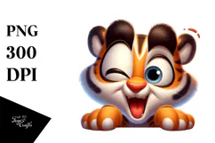 Cute Tiger with Winking Eye, Transparent PNG Product Image 1