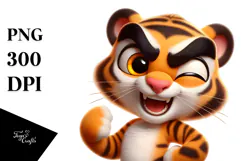 Cute Tiger with Winking Eye, Transparent PNG Product Image 1