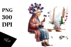 Old Lady Character Holding a Mug Product Image 1