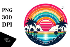Retro Tropical Rainbow Sunset, 20 oz Tumbler Product Image 1