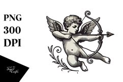 Vintage Hand Drawn Cupid Heart PNG Product Image 1