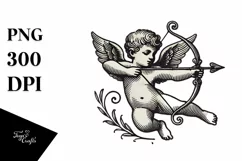 Vintage Hand Drawn Cupid Heart PNG Product Image 1