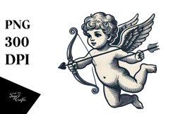 Vintage Hand Drawn Cupid Heart PNG Product Image 1