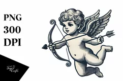 Vintage Hand Drawn Cupid Heart PNG Product Image 1