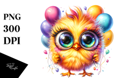 Vibrant Baby Chicken with Crazy Eyes, PNG Product Image 1