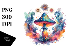 Vibrant Magical Celestial Mushroom Tarot PNG Product Image 1