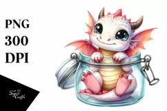 Smiling Baby Dragon in a Jar | Sublimation | Clipart Product Image 3