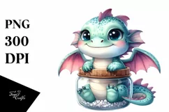 Smiling Baby Dragon in a Jar | Sublimation | Clipart Product Image 3