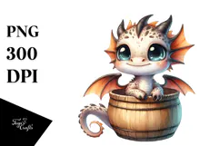 Cute Baby Dragon Smiling in Jar | Clipart Product Image 1