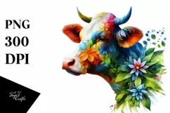 Vibrant Watercolor Cow PNG Product Image 3