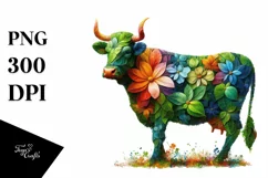 Vibrant Watercolor Cow PNG Product Image 1