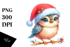 Watercolor Baby Bird Christmas PNG Product Image 1