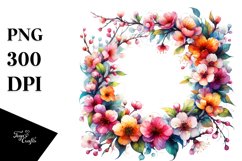Watercolor Colorful Floral Frame Clipart Product Image 3
