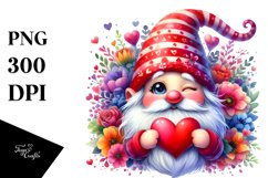 Valentines Gnome Winking, Quirky PNG Product Image 1