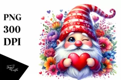 Valentines Gnome Winking, Quirky PNG Product Image 1