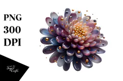 Glossy Chrysanthemum with Golden Insertions PNG Product Image 1