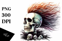 Skull with Hair, Transparent PNG Product Image 1